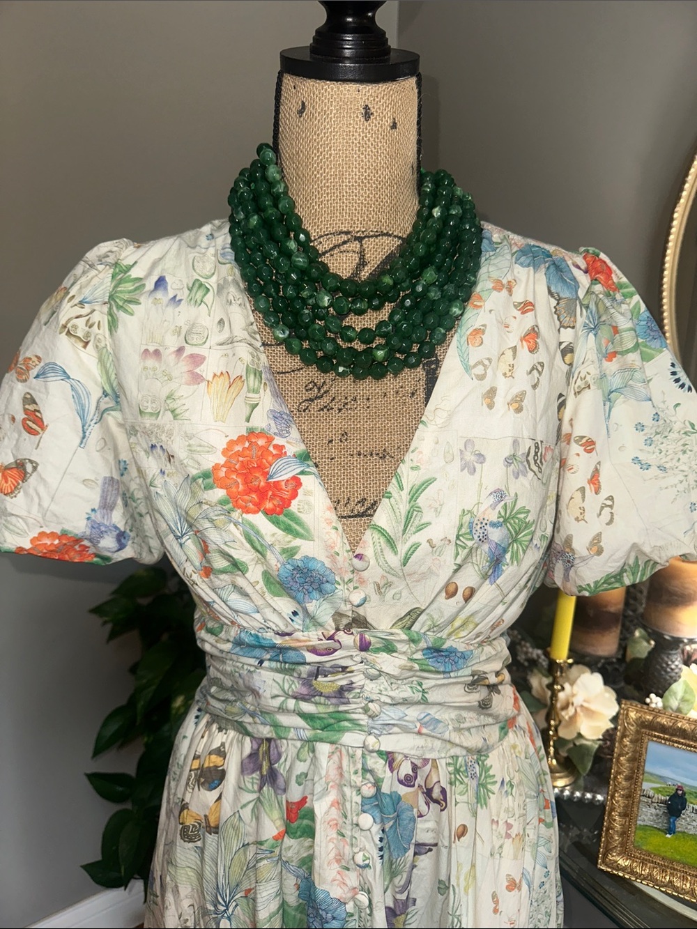 Anthropologie Katerina Button-Front Dress Floral Butterfly Print EUC small - Picture 2 of 16